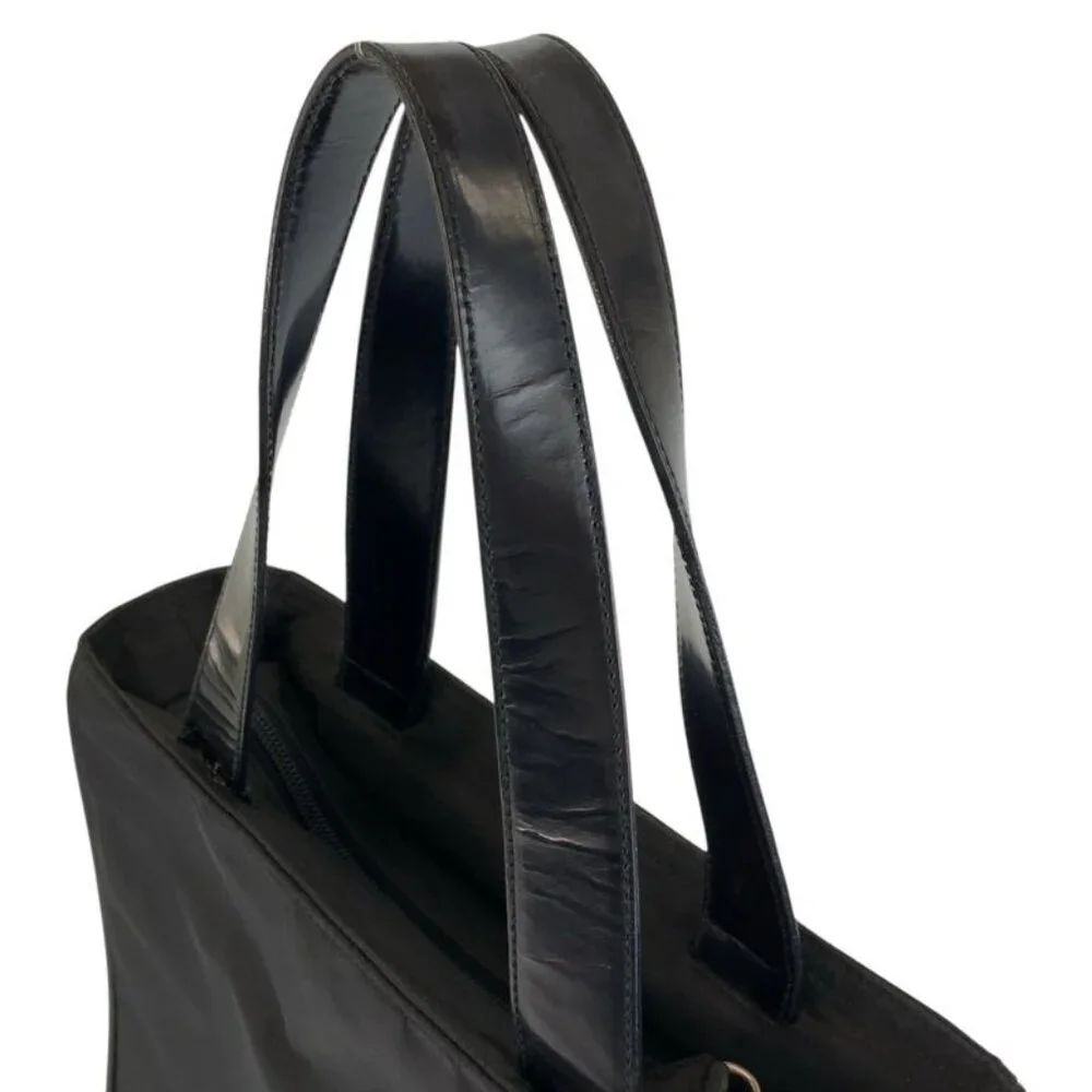 Prada Tessuto Black Silver Nylon Leather Handbag - Picture 8 of 9